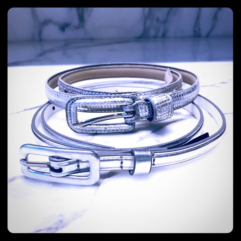 SALE SET 2 Silver Skinny Belts Jessica Howard